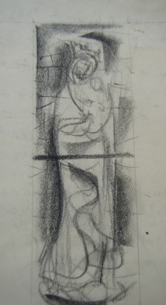 CROQUIS FUSAIN VIERGE de GUERNES 1954 58 150x65