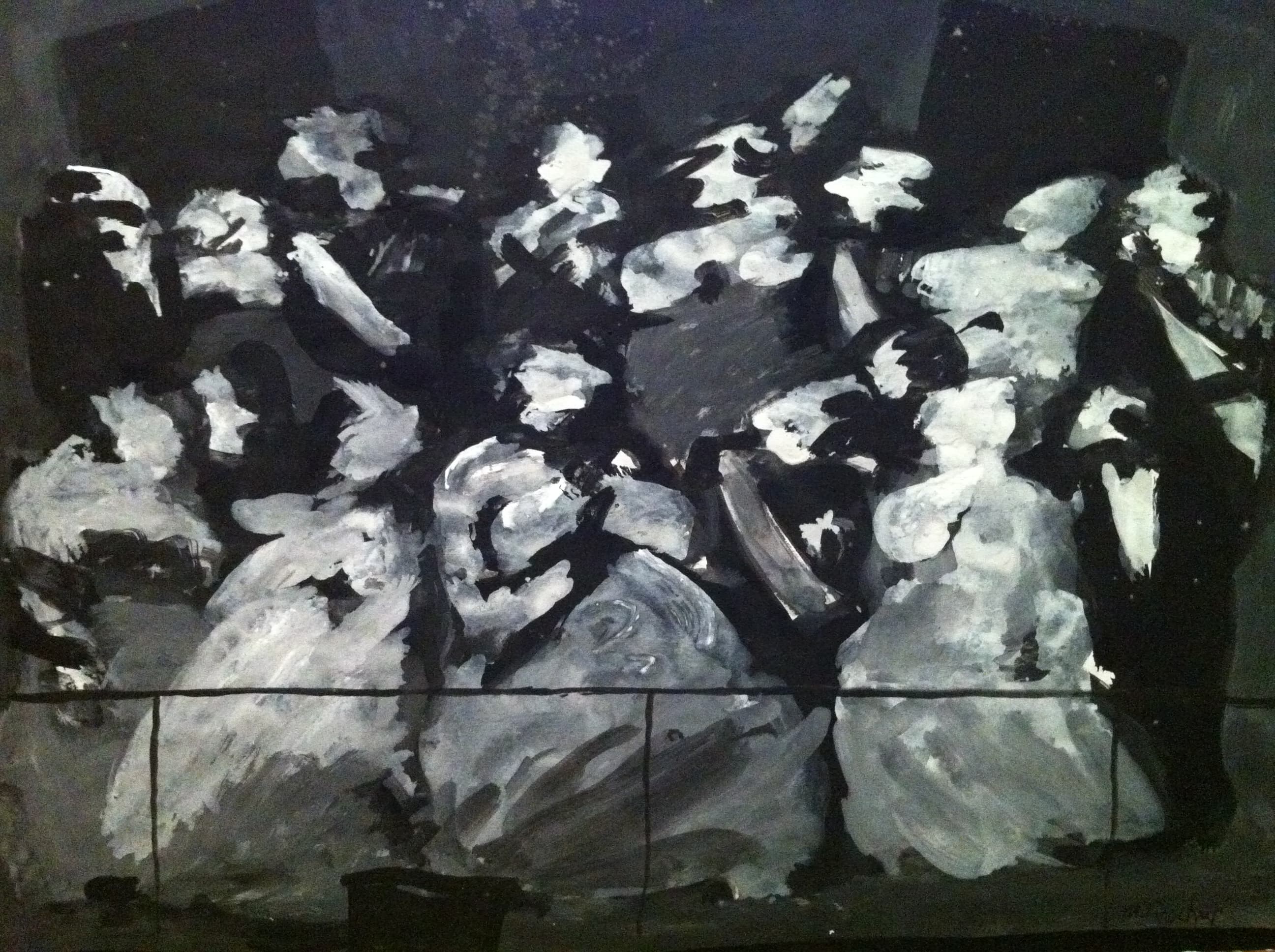 GOUACHE L'ANNIVERSAIRE de la REINE LA TRIBUNE PRINCIERE 1981