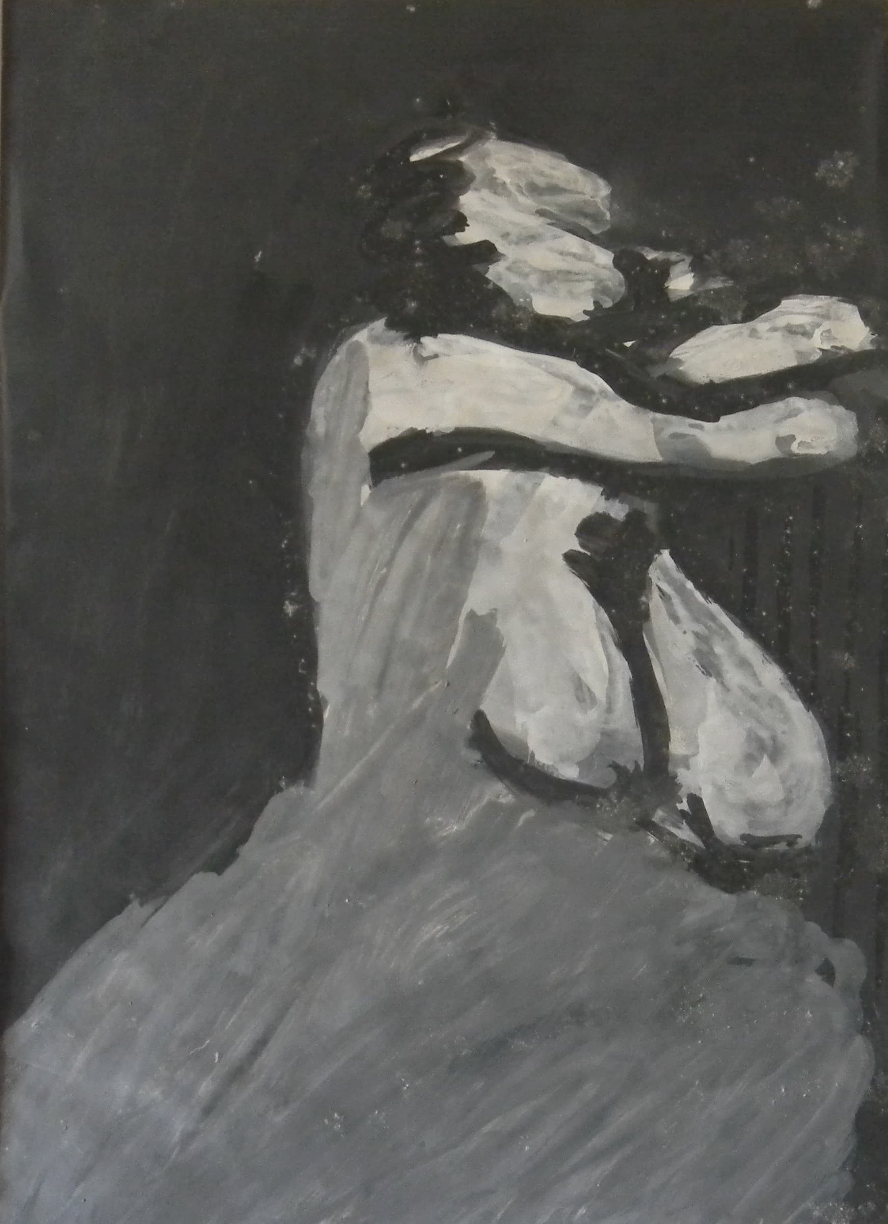 GOUACHE FEMME AU BALCON 1982
