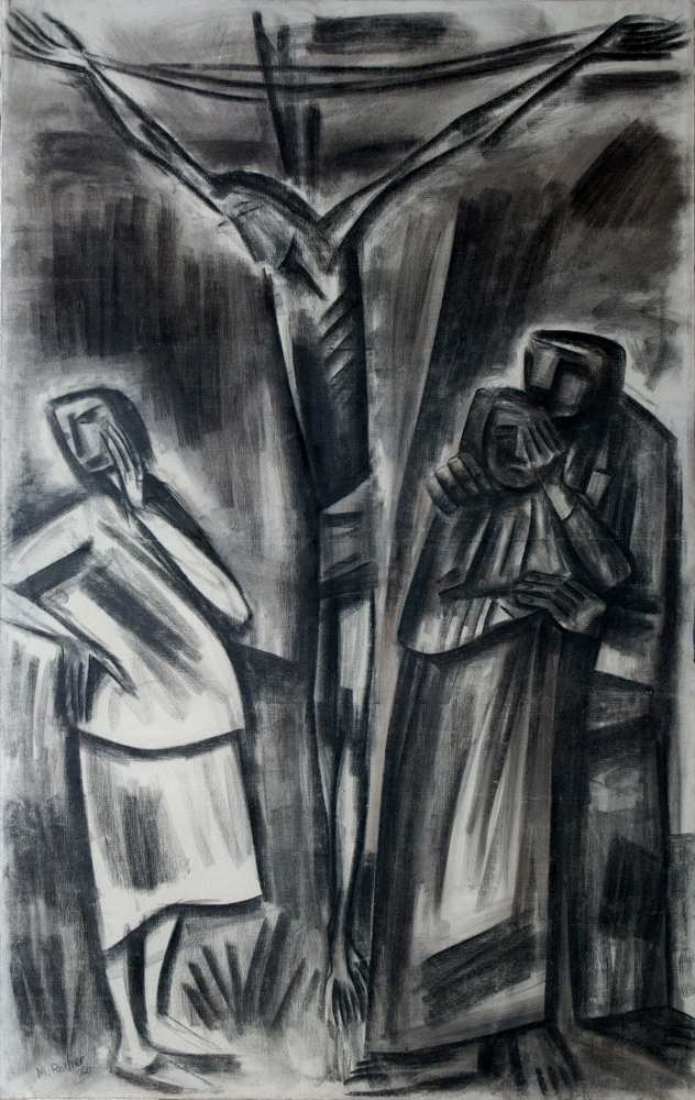 FUSAIN sur TOILE CRUCIFIXION 1960 220x139