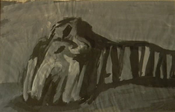 GOUACHE EGLISE 1977 43x56